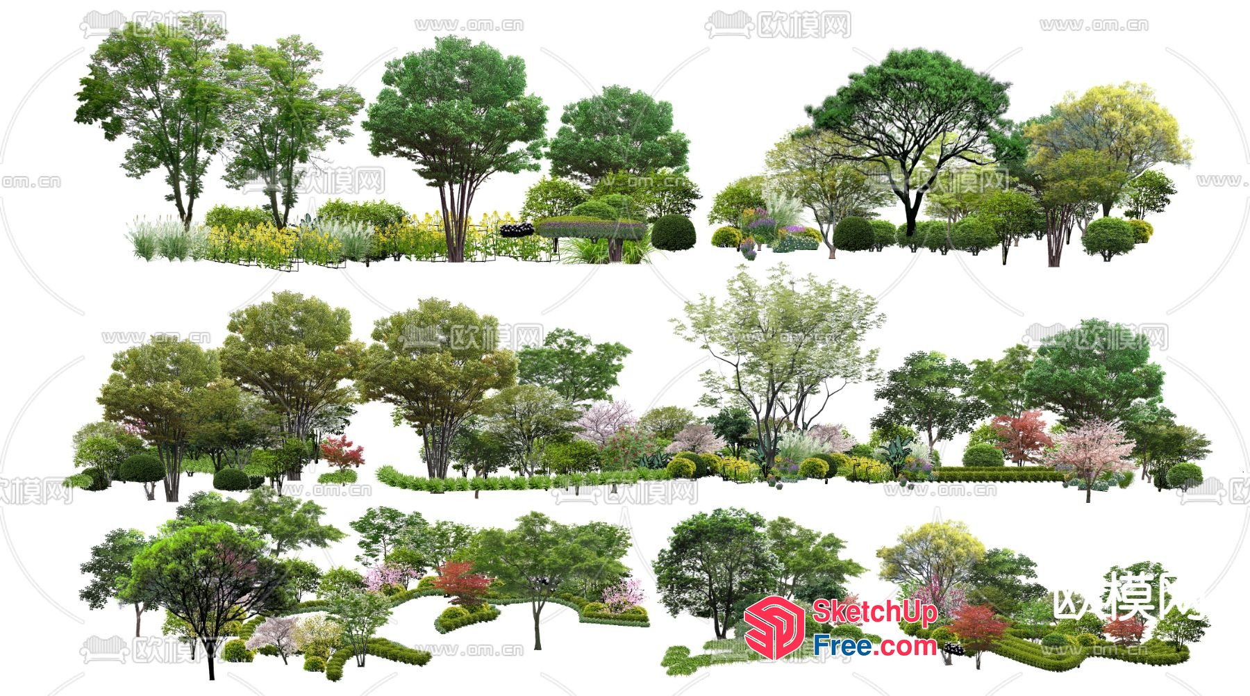 Beautiful Trees And Plants In A Park 3D SketchUp File