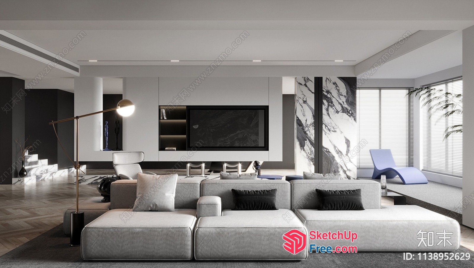 Modern Minimalist Living Room With Sleek Furniture 3D SketchUp File