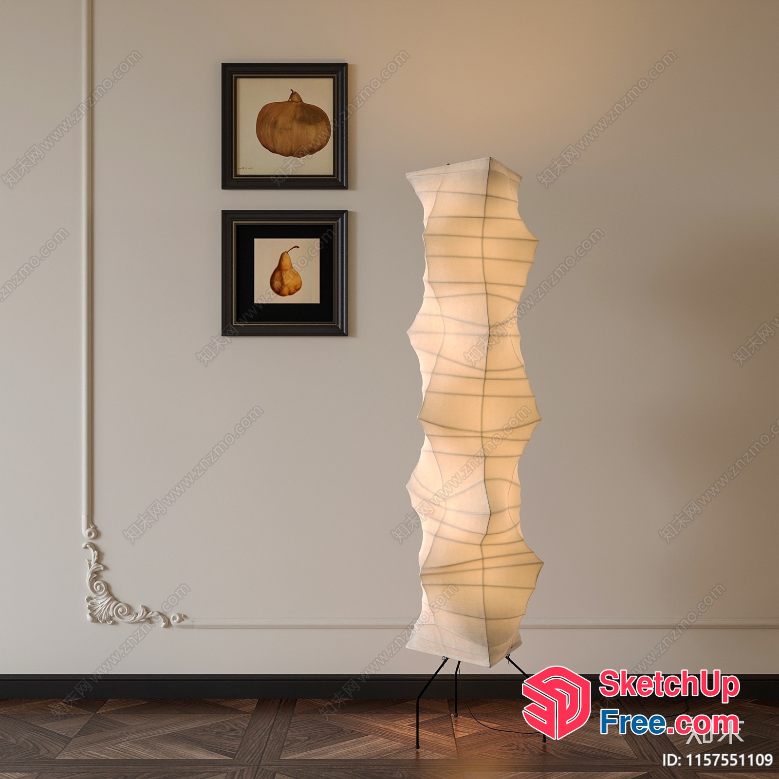 Elegant Japanese-Style Interior With Ornate Pillar 3D SketchUp File