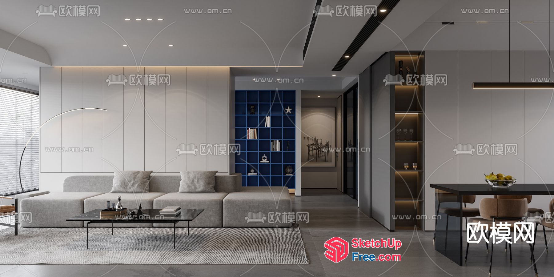 Modern Minimalist Living Room With Sleek Furniture And Neutral Colors 3D SketchUp File