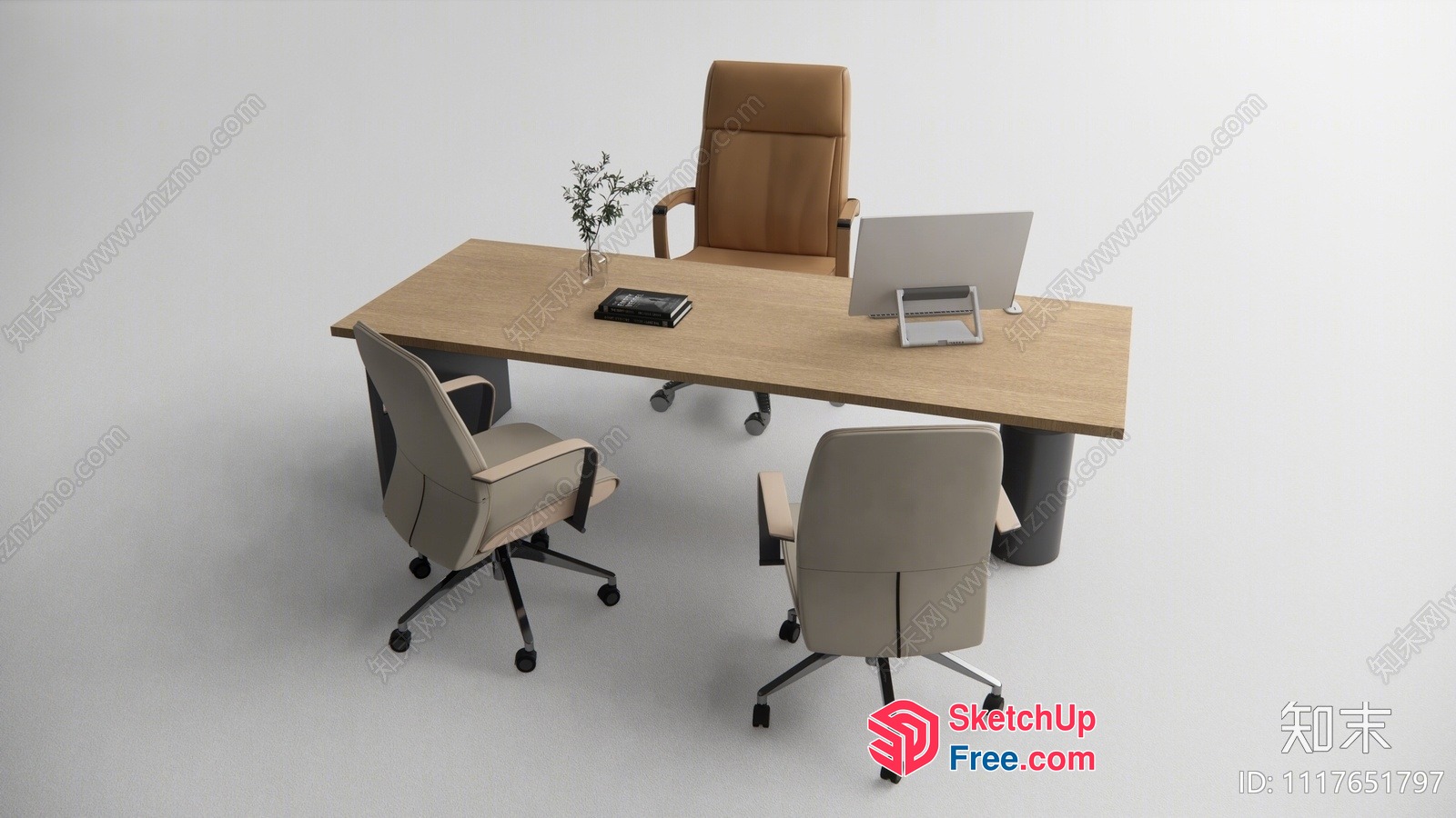 Modern Office Space With Neutral Color Scheme And Sleek Furniture 3D SketchUp File