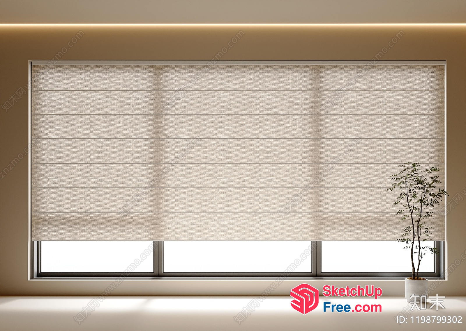 Large Window With White Blinds 3D SketchUp File