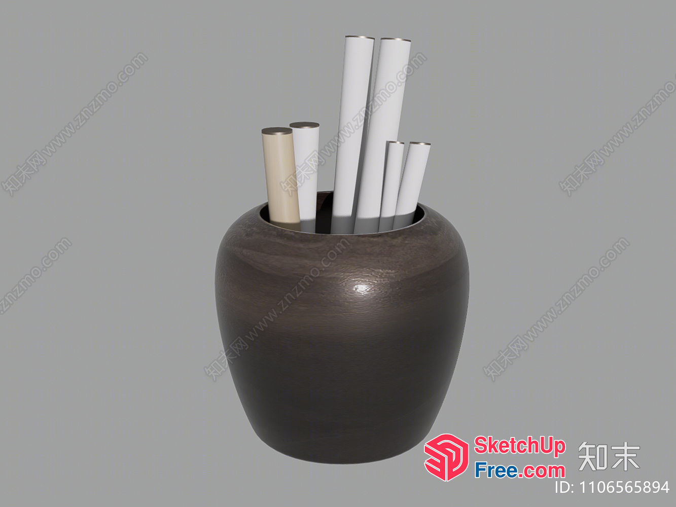 Decorative Vase With Cylindrical Objects 3D SketchUp File