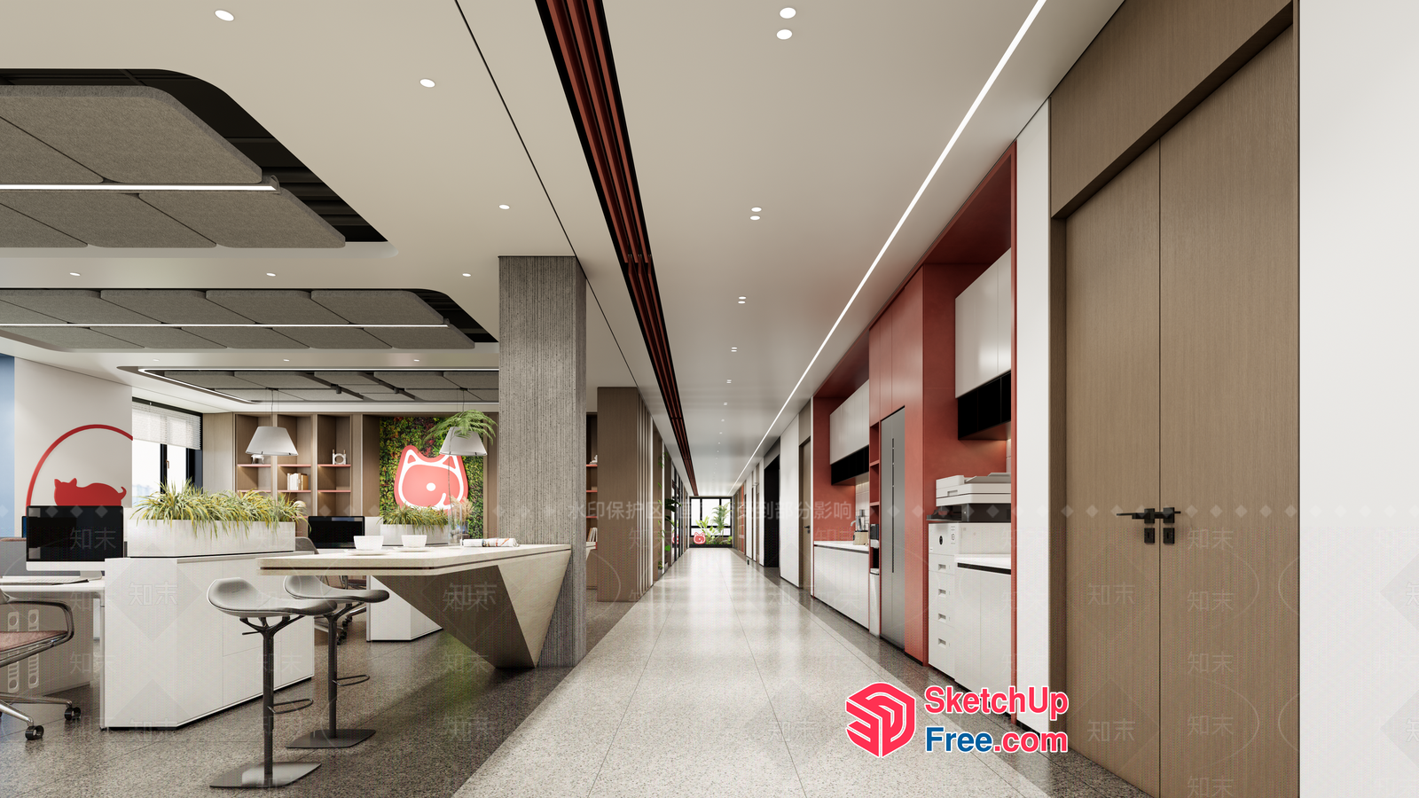 Modern Office Space With Sleek Reception And Open Floor Plan 3D SketchUp File