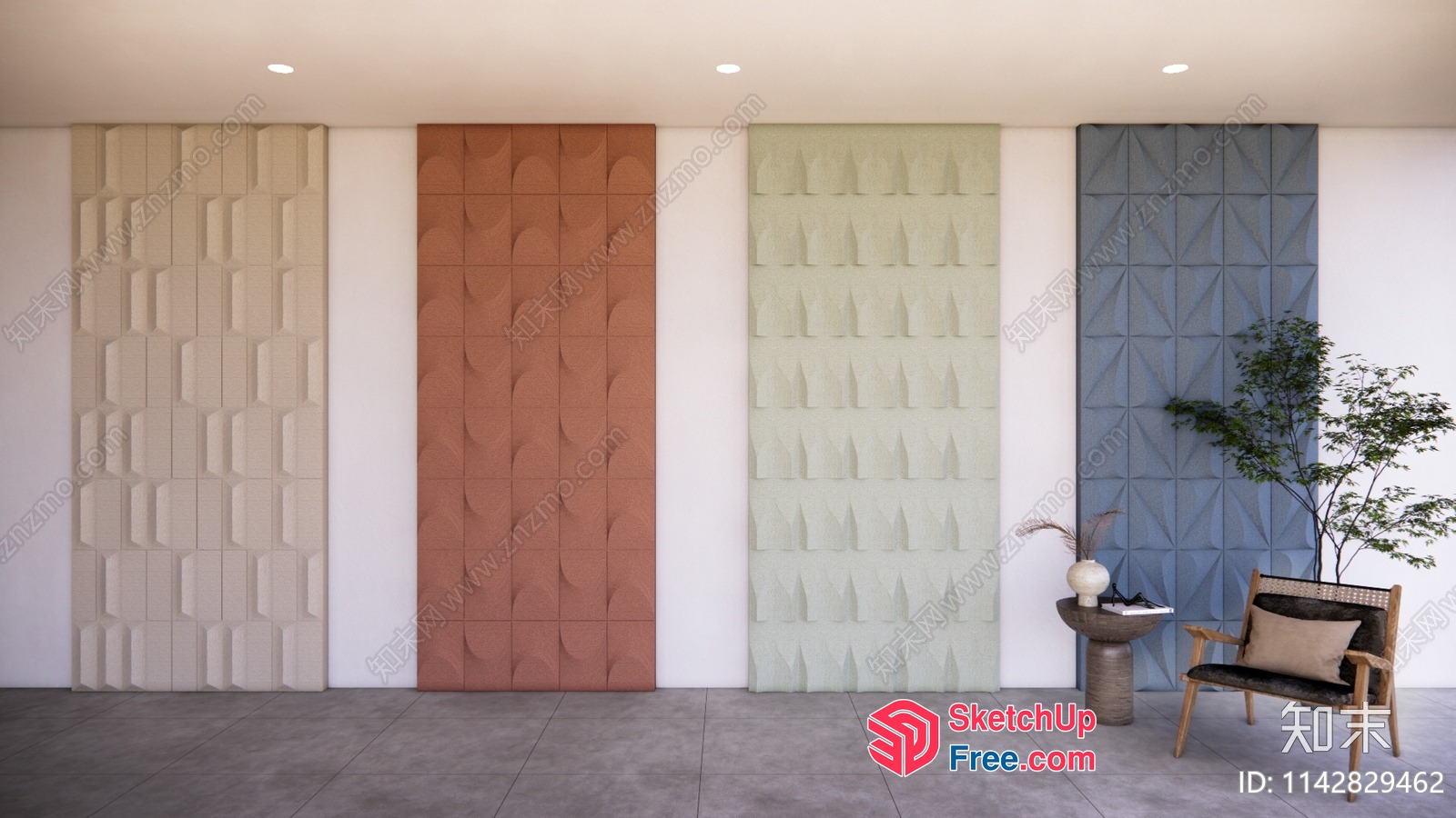 Modern 3D Wall Panels In Earth Tones 3D SketchUp File