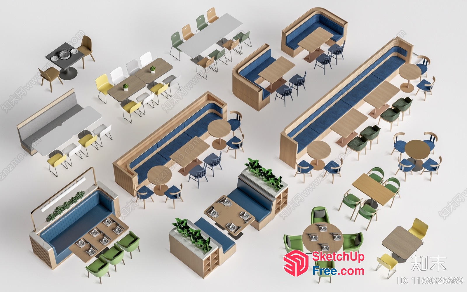 Modern Restaurant Furniture And Decorations 3D SketchUp File