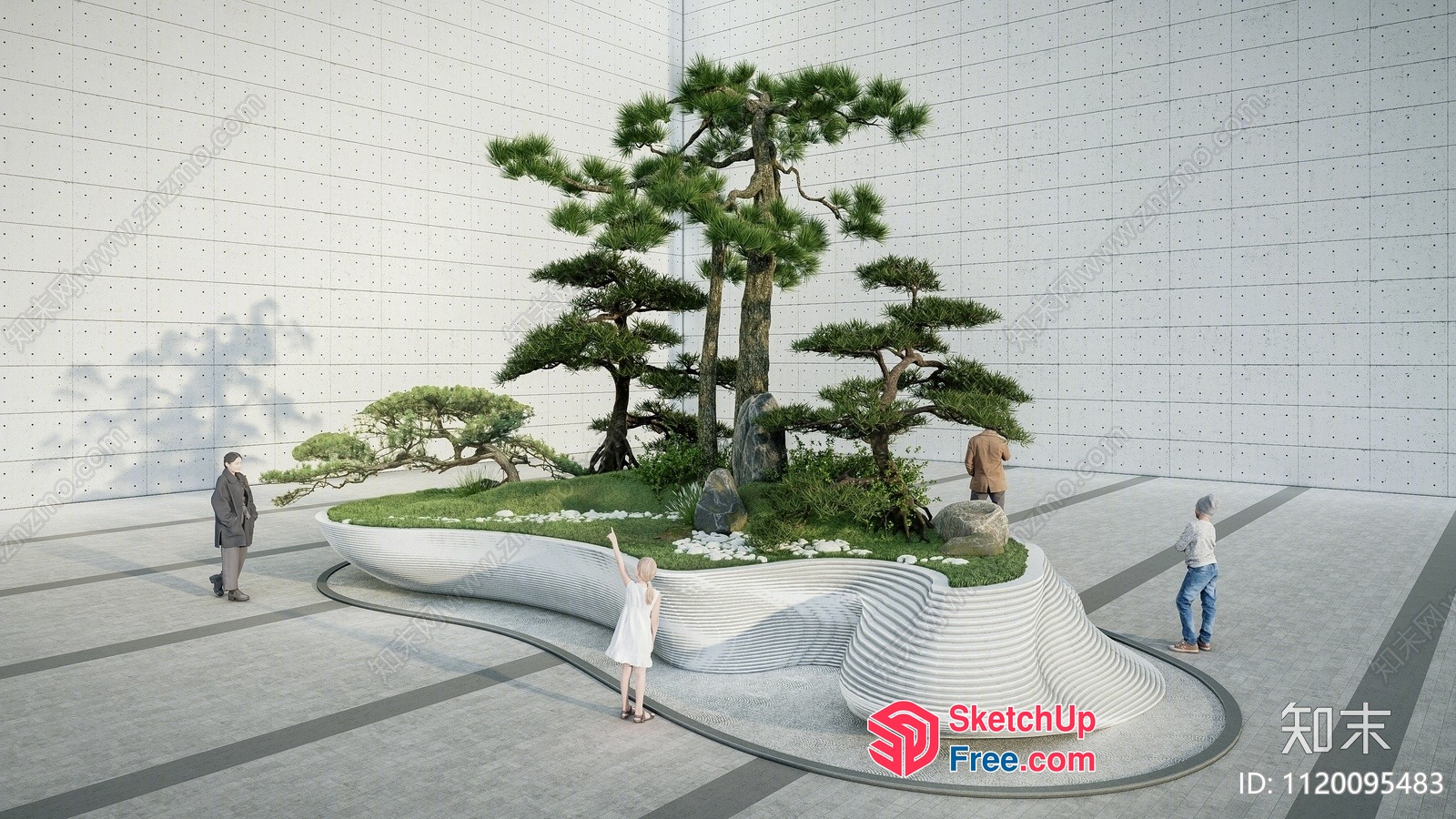Modern Japanese Garden Interior Design Concept 3D SketchUp File