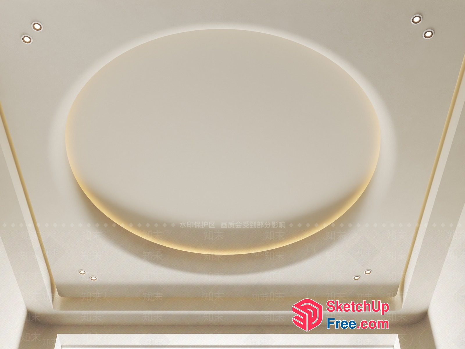 Elegant White Ceiling With Circular Design 3D SketchUp File