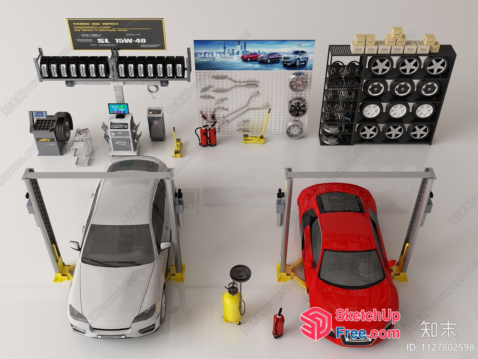 Automotive Garage Interior 3D SketchUp File