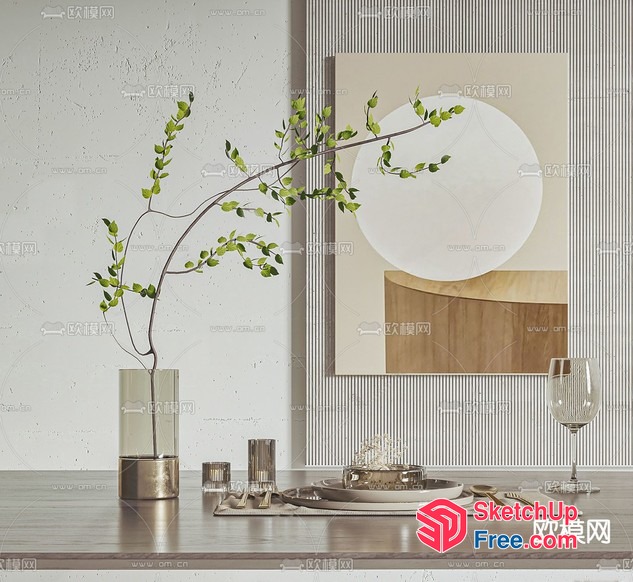 Modern Minimalist Interior Decor With Greenery And Art 3D SketchUp File