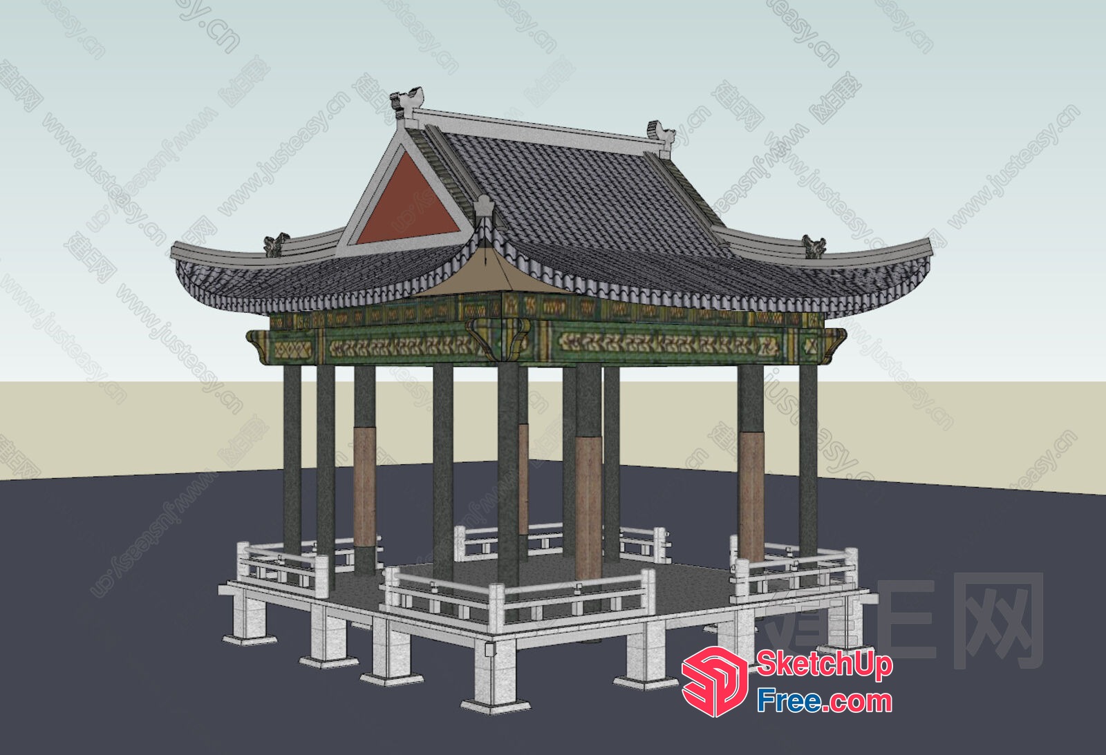 Traditional Chinese Pavilion Structure 3D SketchUp File