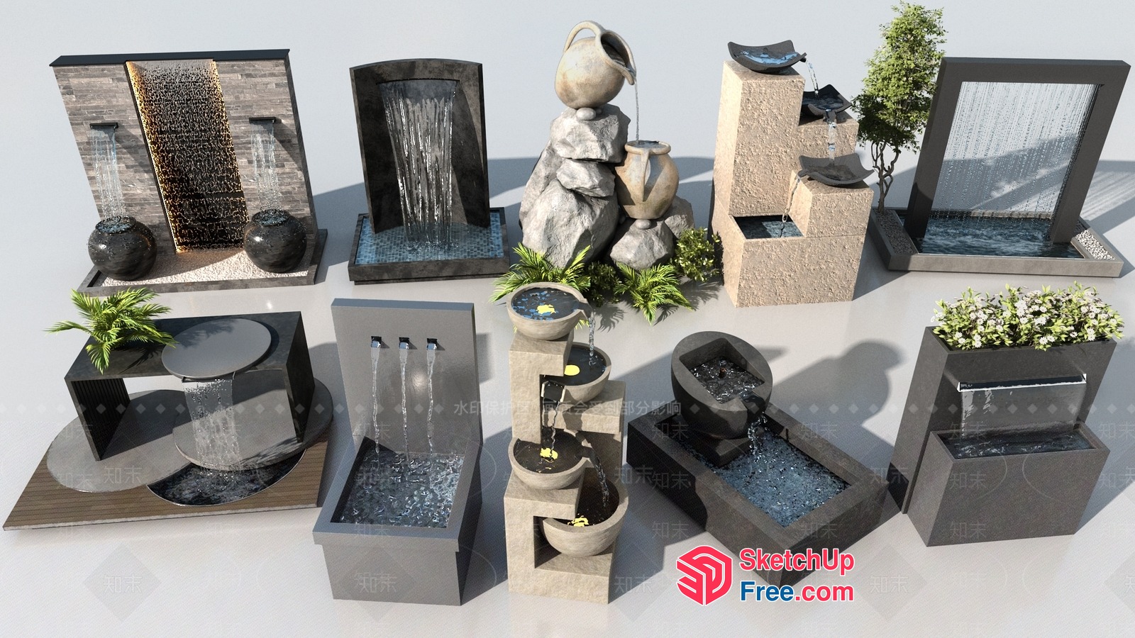 Water Features And Decorative Fountains 3D SketchUp File