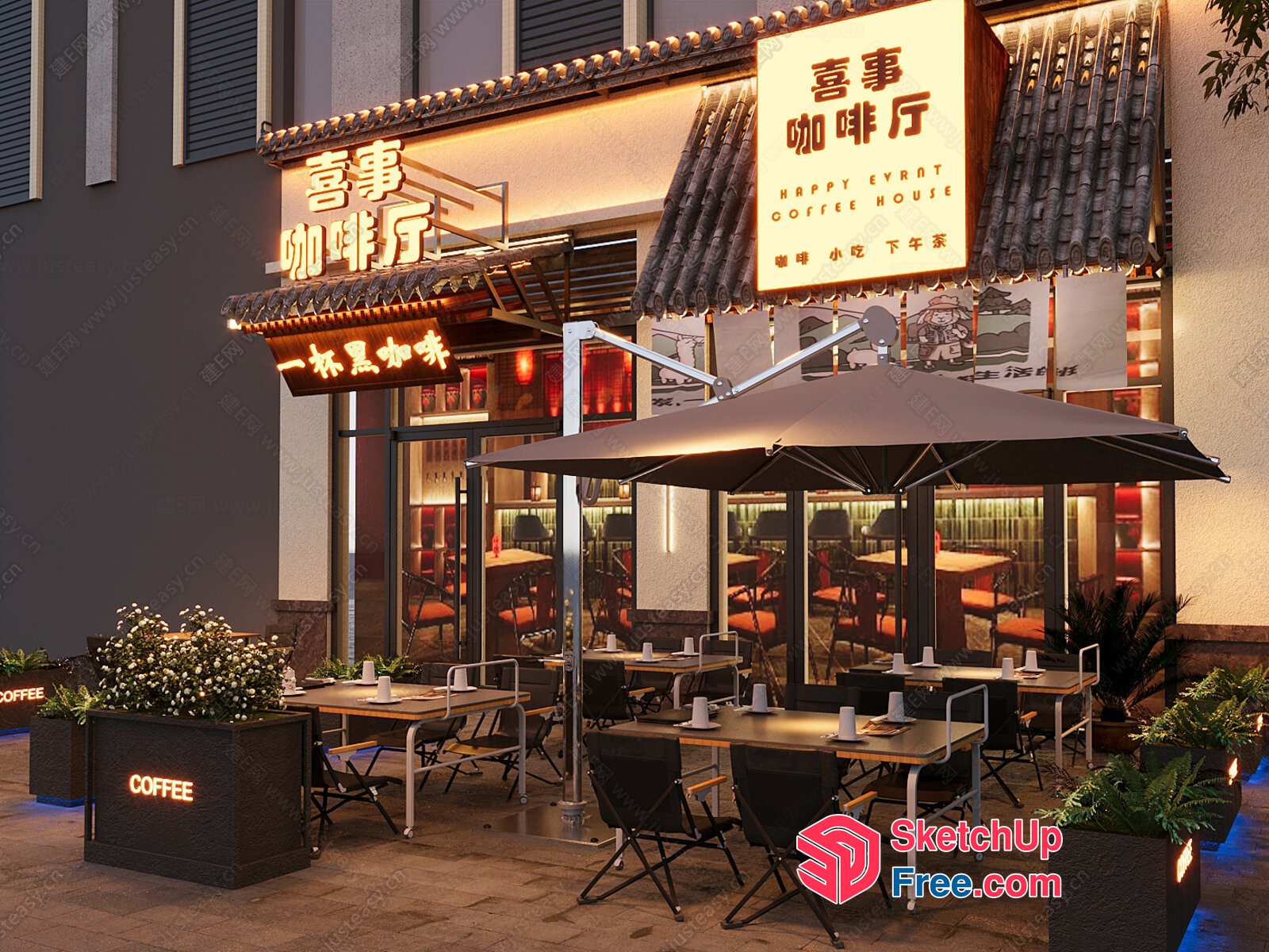 Happy Eyrat Coffee House 3D SketchUp File