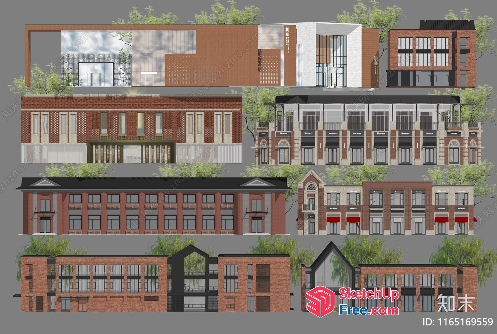 Exterior Design Of Commercial Buildings And Streets 3D SketchUp File