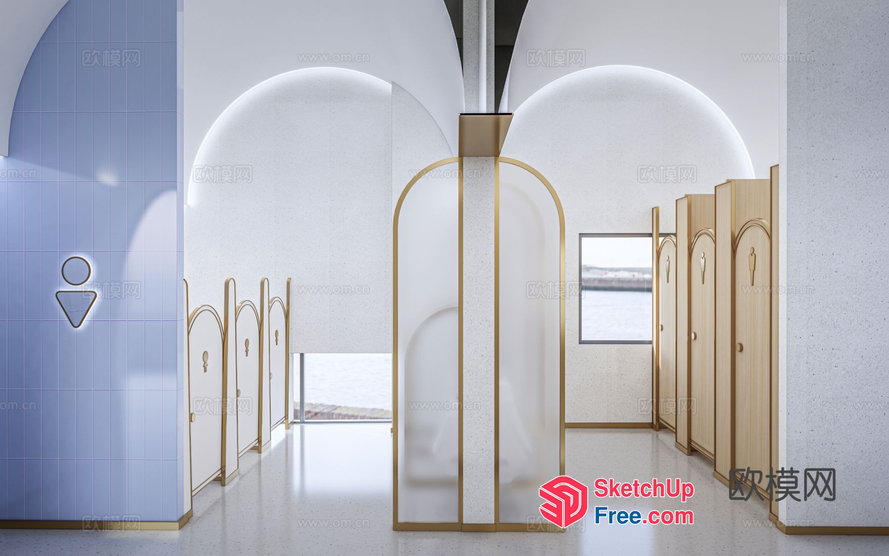 White And Gold Arched Interior 3D SketchUp File