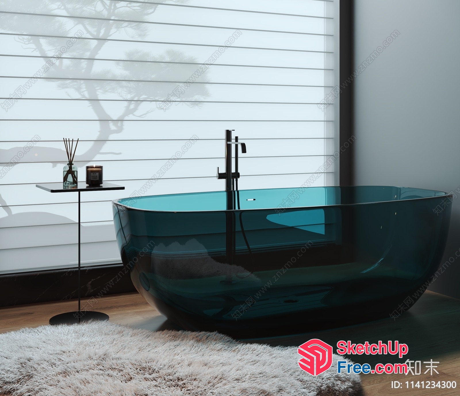 Modern Bathroom With Glass Bathtub And Minimalist Decor 3D SketchUp File