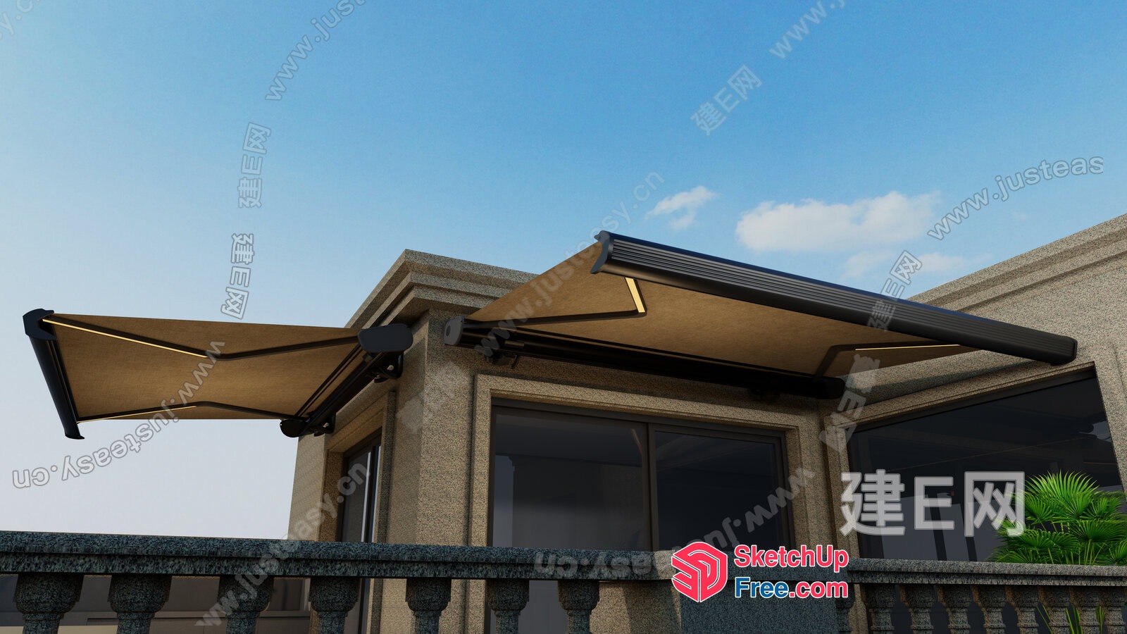 Exterior Balcony With Retractable Awning 3D SketchUp File