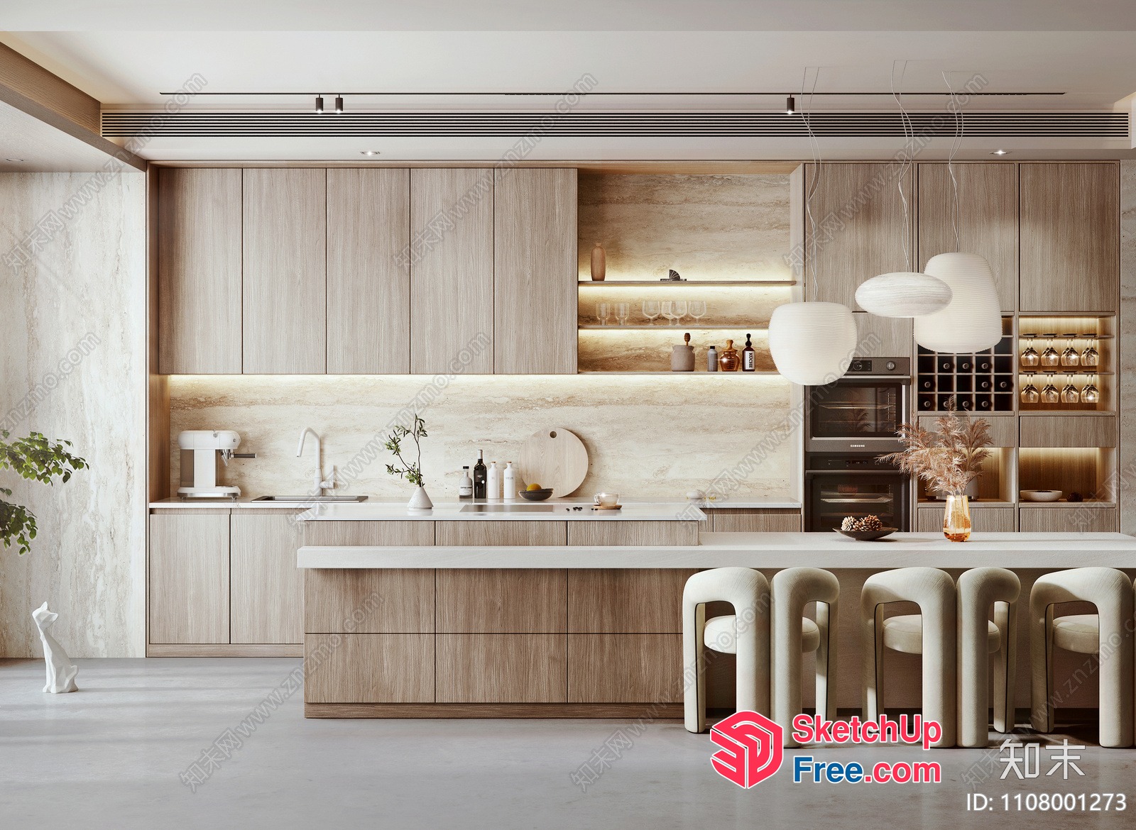 Minimalist Scandinavian Kitchen Decor 3D SketchUp File