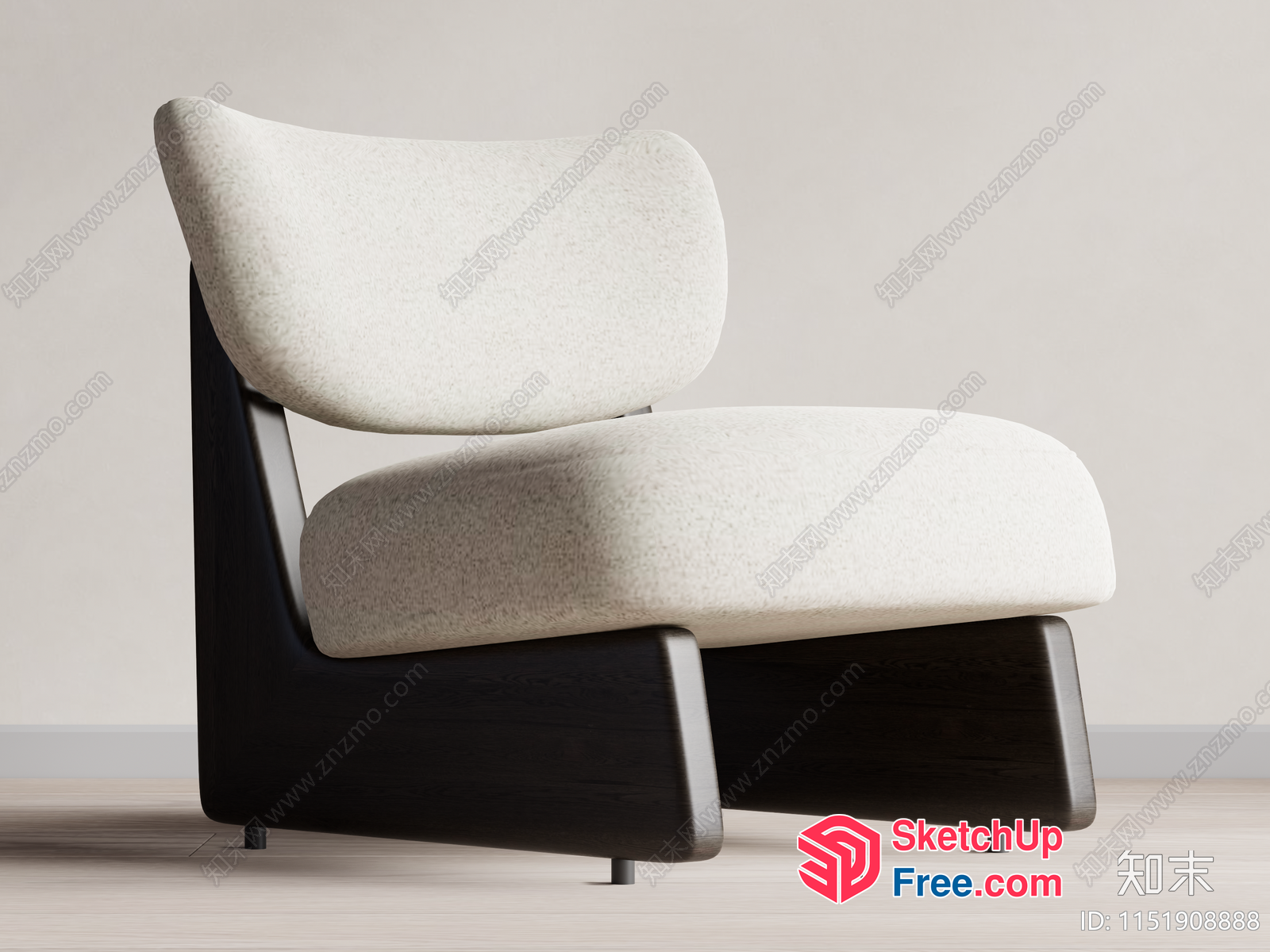 Minimalist White Chair With Black Base 3D SketchUp File