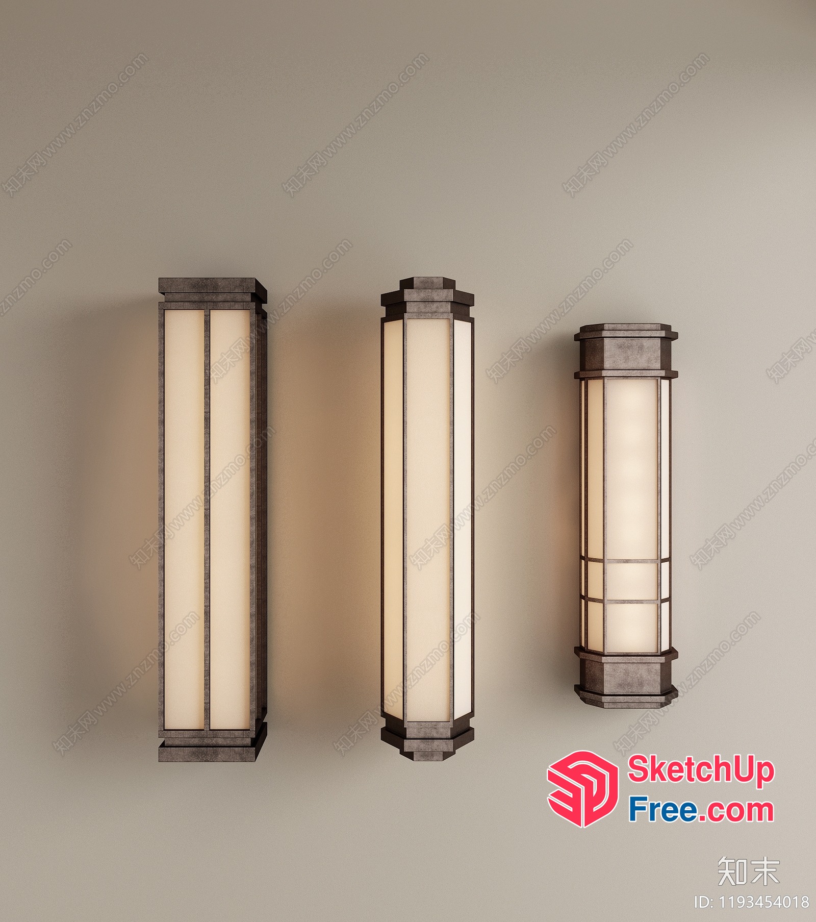Japanese Style Pillar Lighting Fixtures 3D SketchUp File