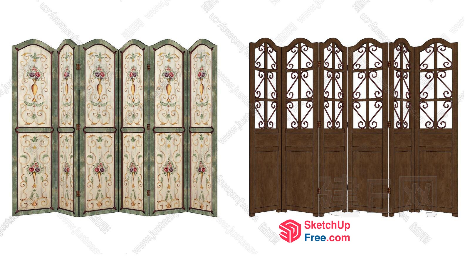 Elegant Partition Screen With Floral Patterns 3D SketchUp File