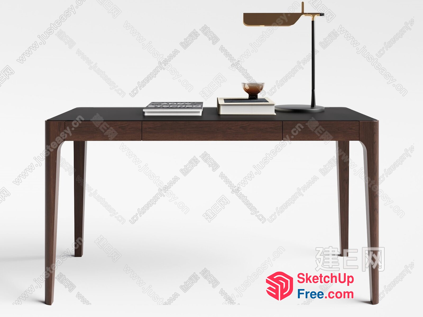 Simple And Elegant Office Desk With Minimalist Decor 3D SketchUp File