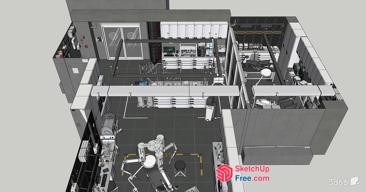 Modern Office Space With Industrial Aesthetic 3D SketchUp File