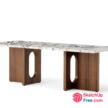 Modern Minimalist Marble Top Table With Wooden Legs 3D SketchUp File