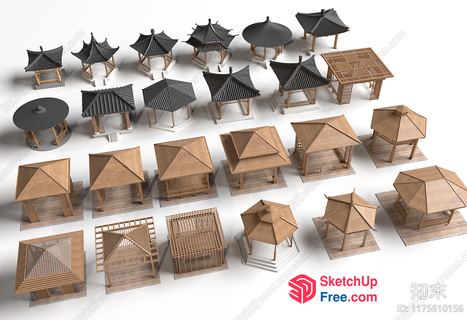 Japanese-Style Pavilion Furniture Collection 3D SketchUp File