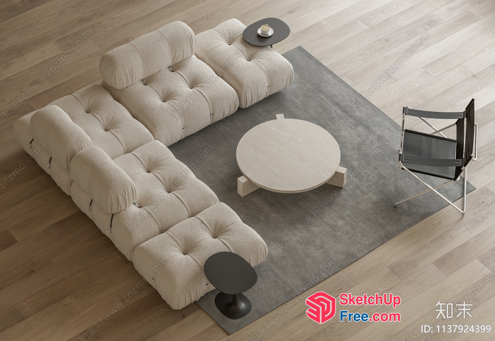 Elegant Creamy Style Living Room 3D SketchUp File