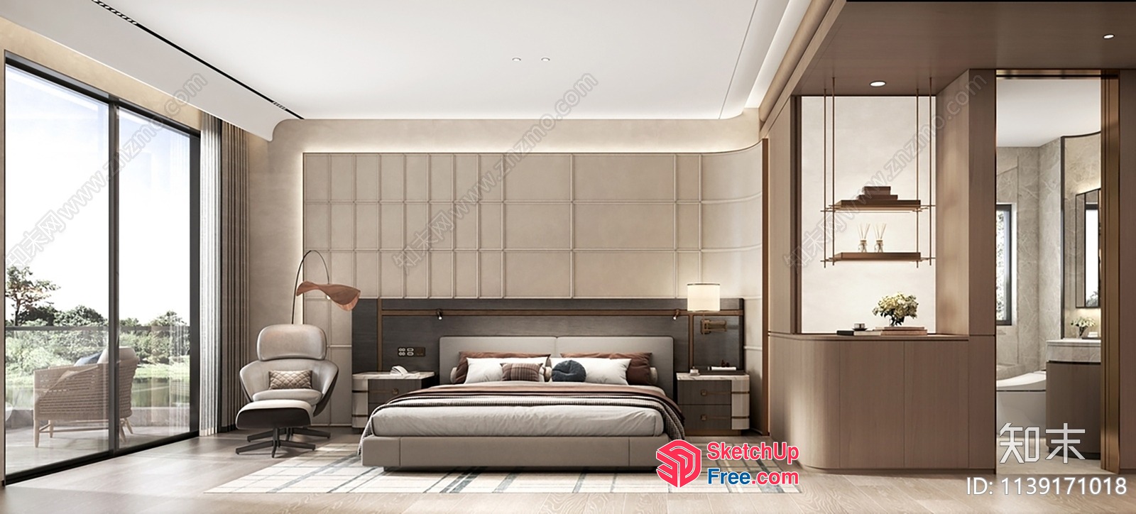 Modern Minimalist Bedroom With Sleek Furniture And Natural Light 3D SketchUp File