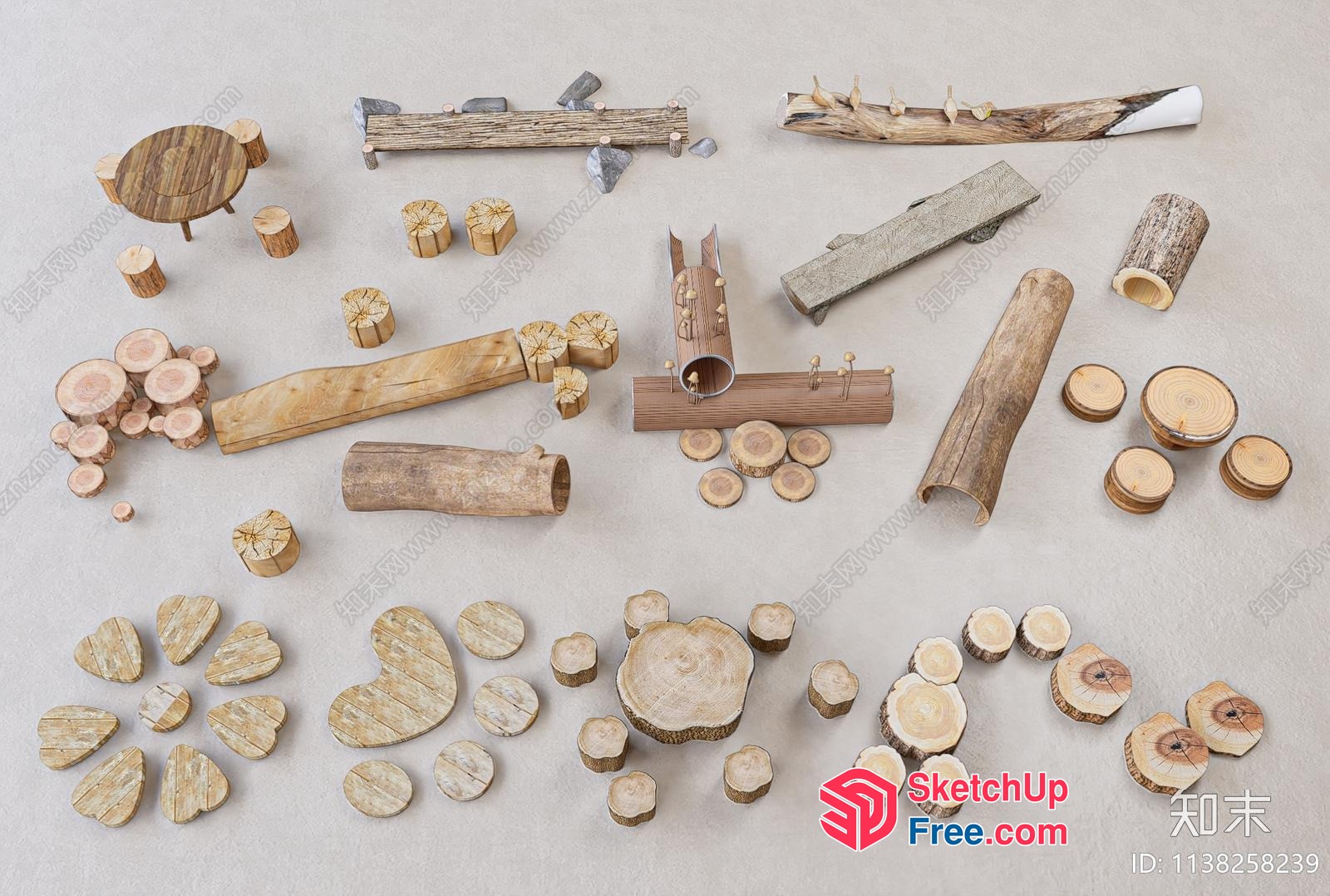 Various Wooden Decorative Items 3D SketchUp File