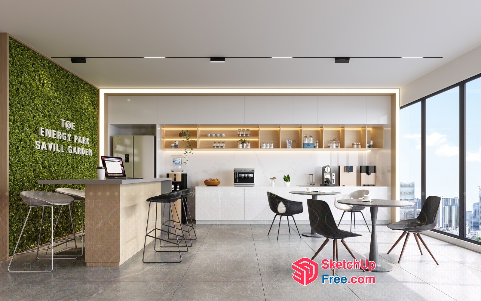 Modern Office Space With City View 3D SketchUp File