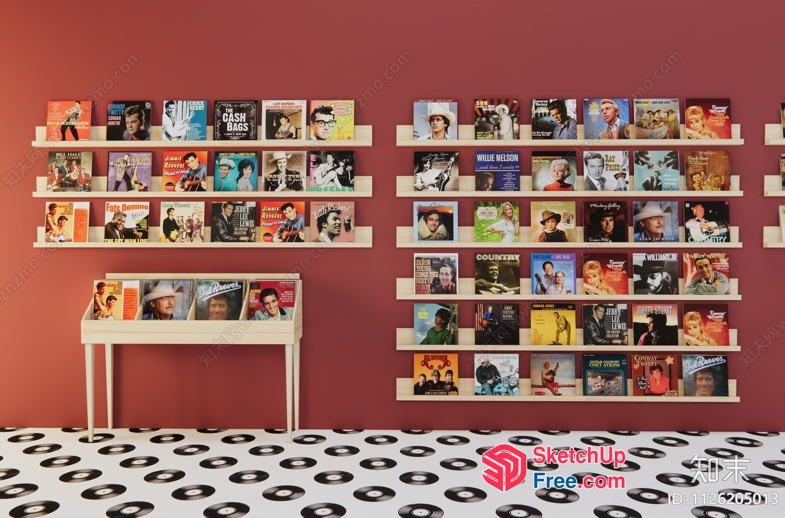 Vinyl Record Collection Display 3D SketchUp File