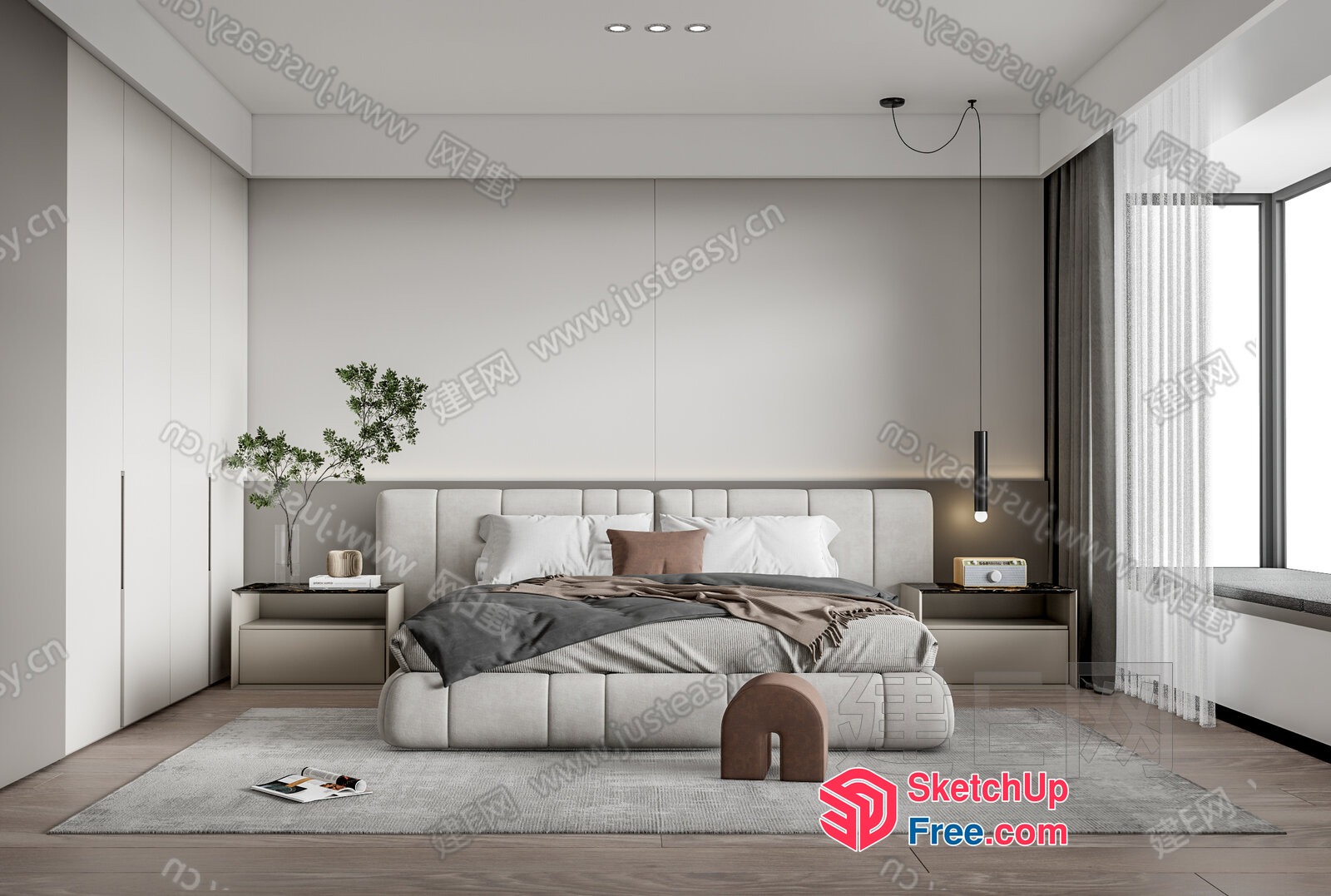 Modern Minimalist Bedroom Interior Design 3D SketchUp File