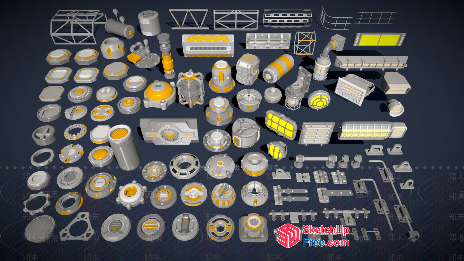 Industrial Machinery Components 3D SketchUp File