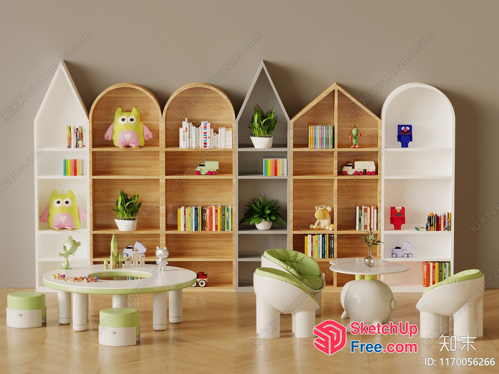 Modern Children'S Playroom Furniture With Animal Themed Decor 3D SketchUp File