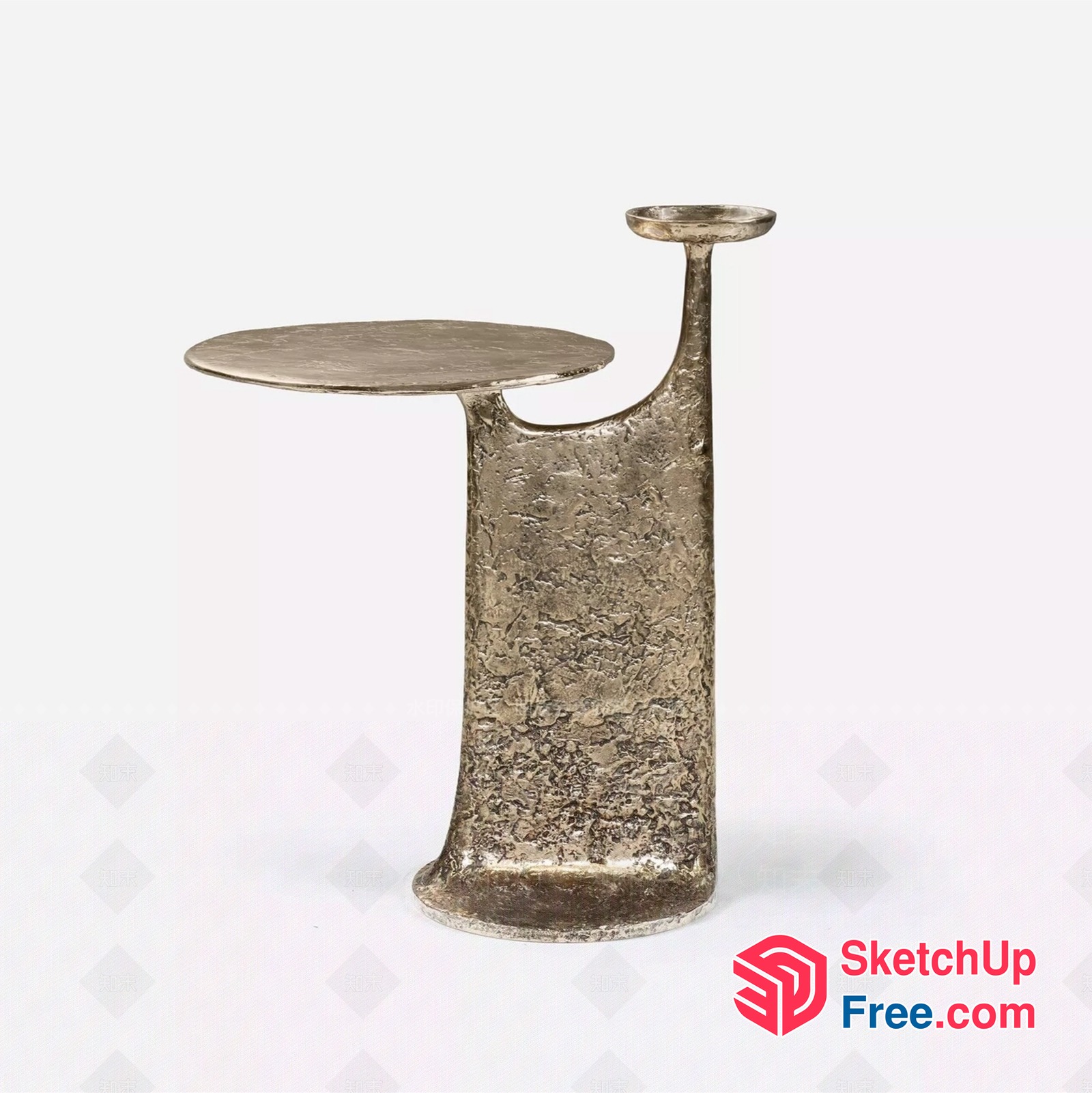 Modern Minimalist Side Table With Curved Edge 3D SketchUp File