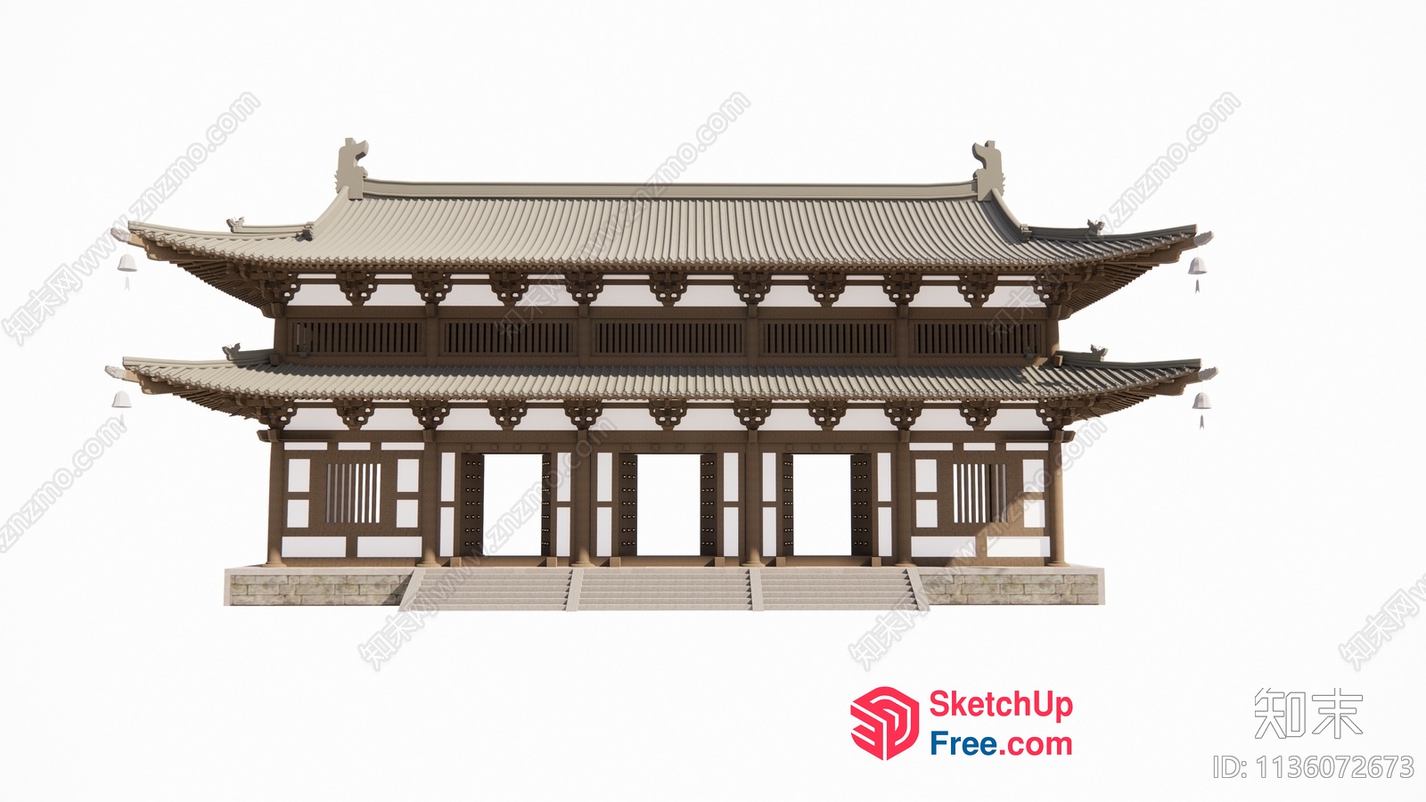 Traditional Asian Temple Building Exterior 3D SketchUp File