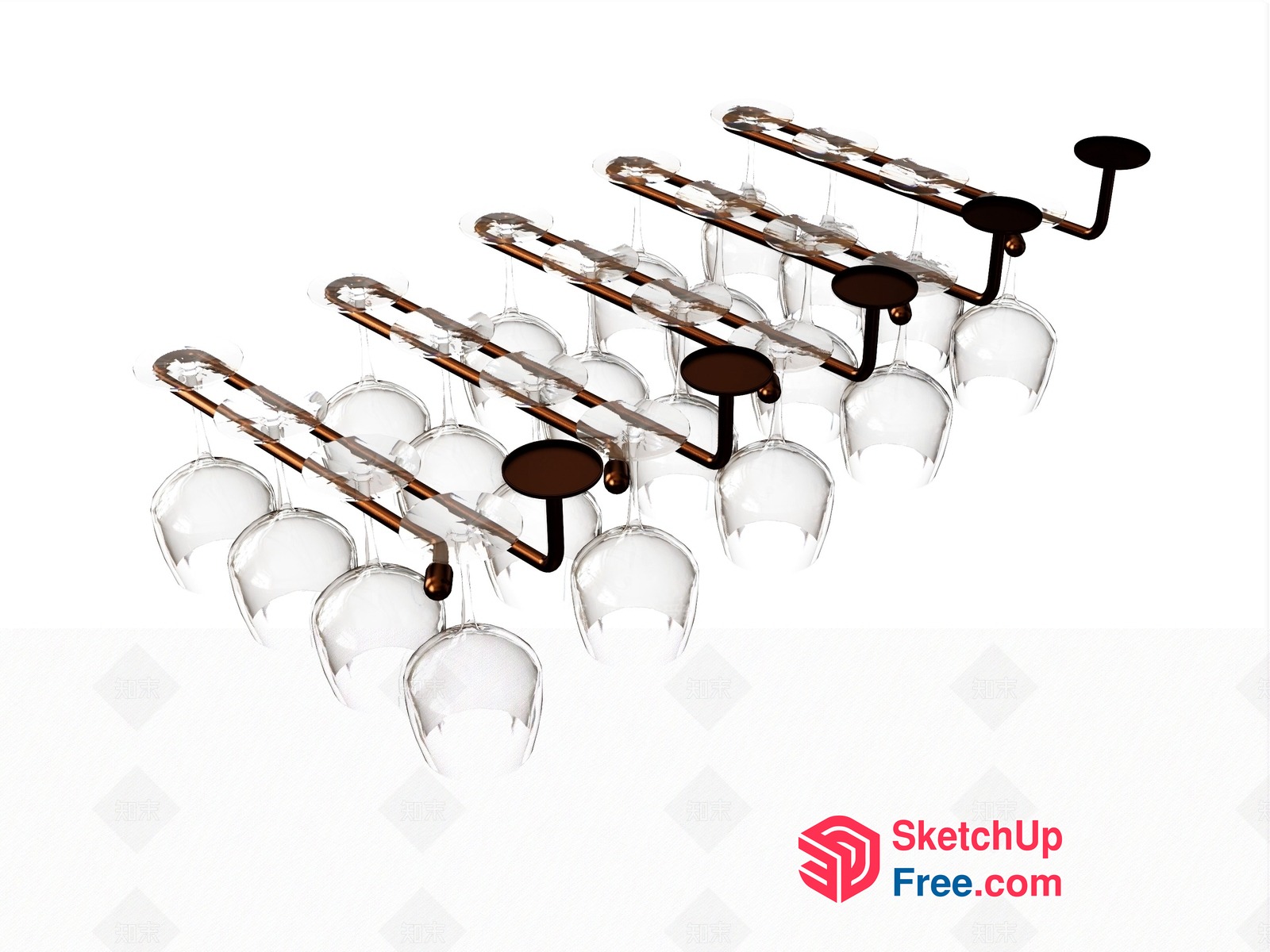 Modern Glass And Copper Chandelier 3D SketchUp File