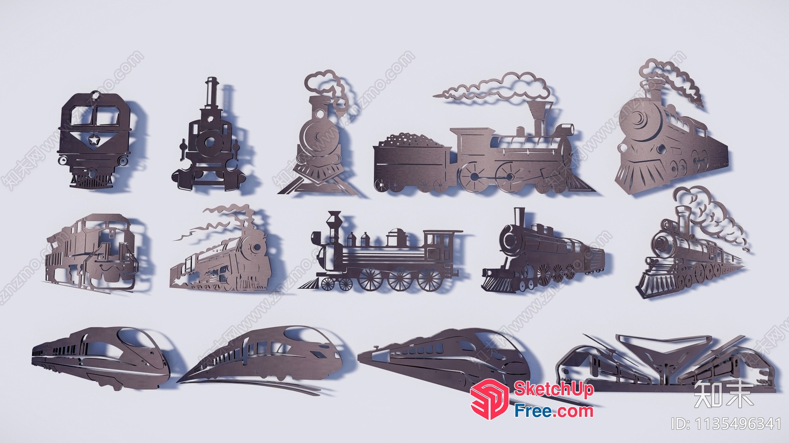 Train-Themed Decorative Items 3D SketchUp File