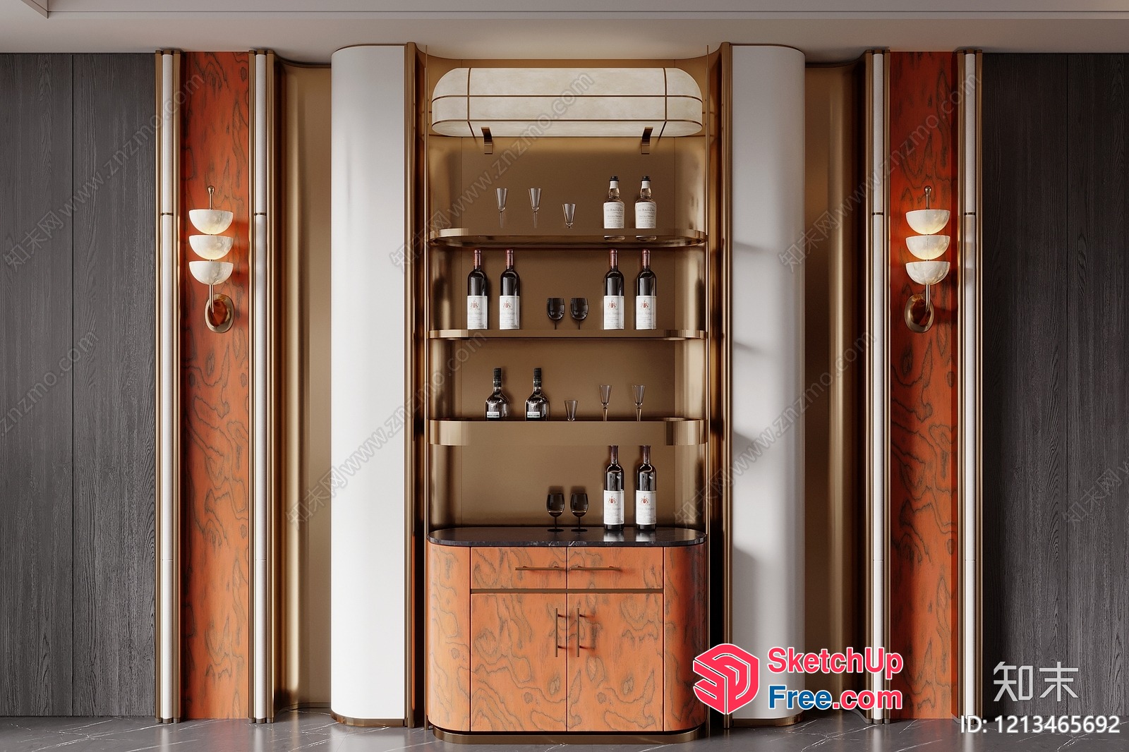 Elegant Bar And Cabinet Setup 3D SketchUp File