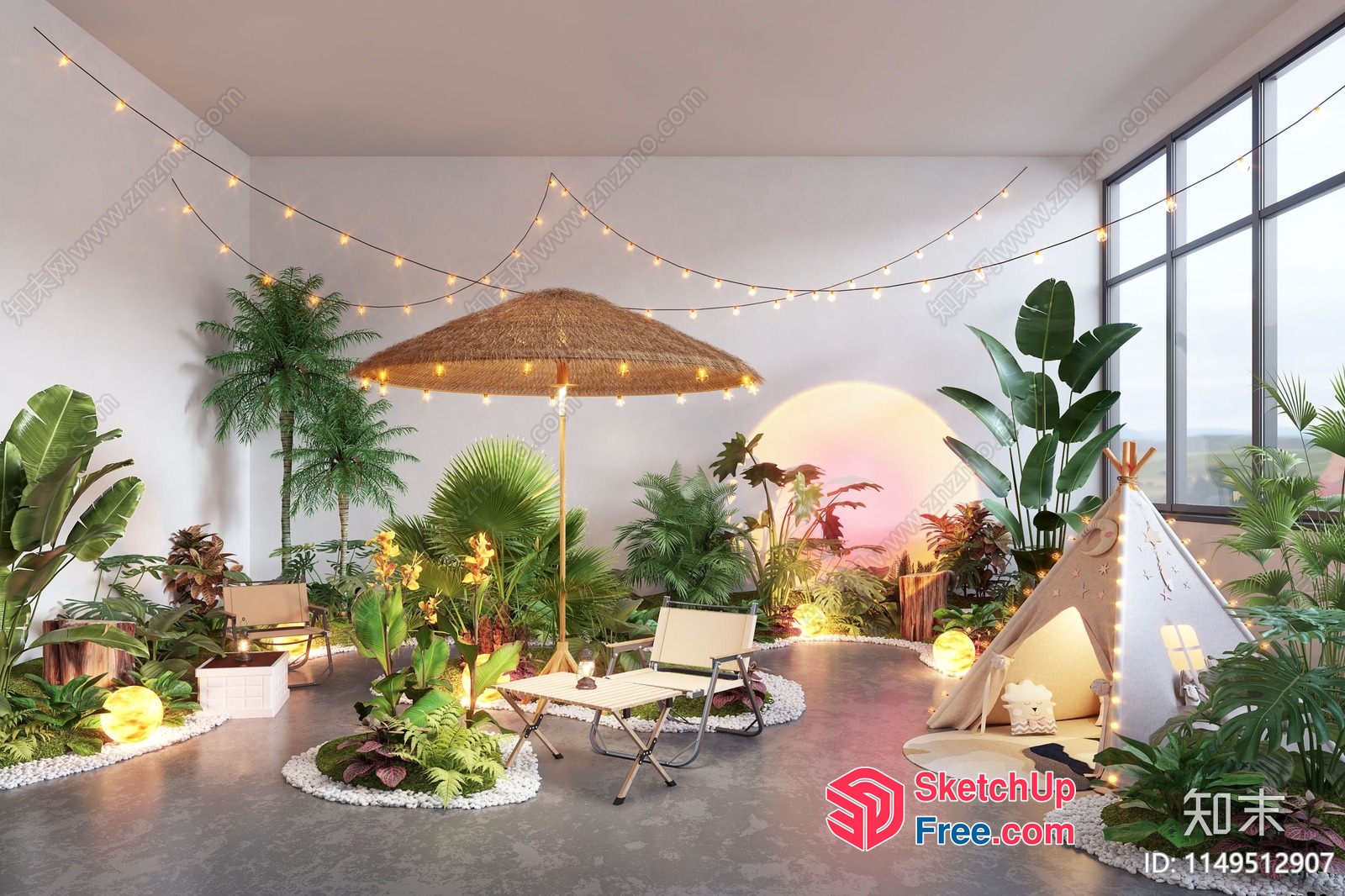 Tropical Oasis Interior With Unique Decor 3D SketchUp File
