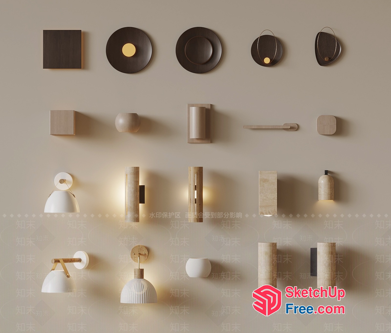 Modern Minimalist Wall Lighting Collection 3D SketchUp File