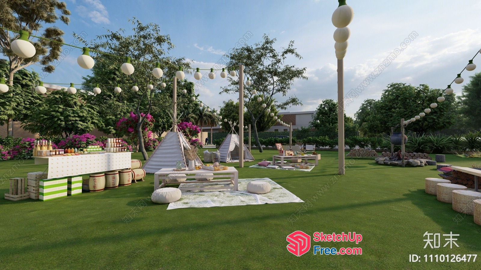 Serene Outdoor Gathering Space 3D SketchUp File