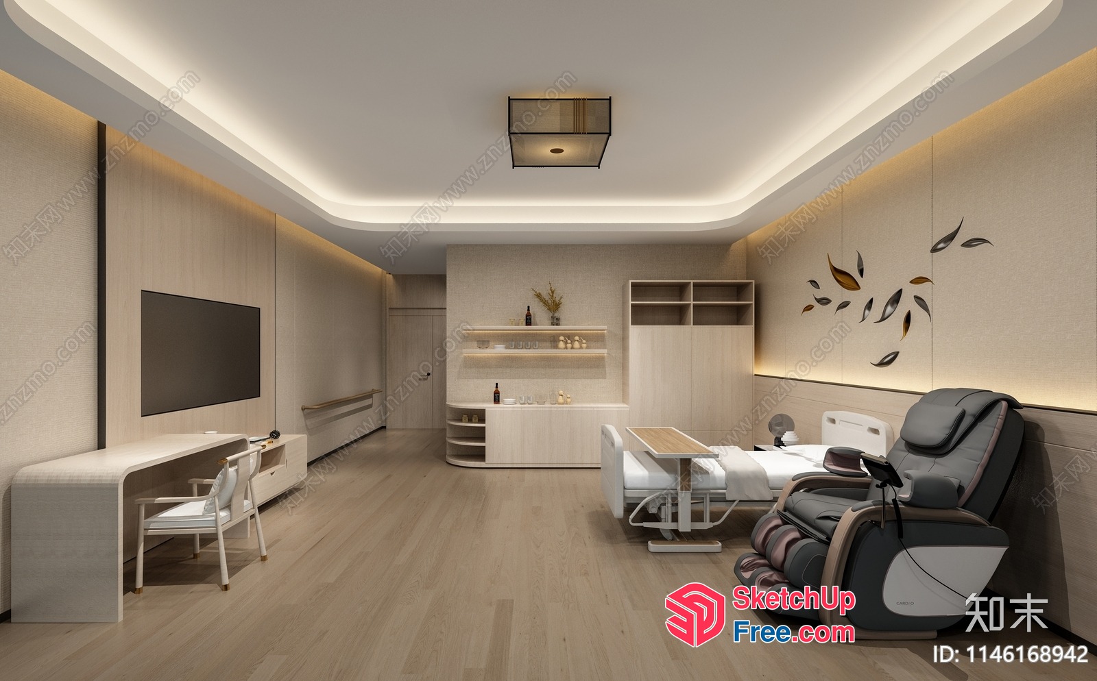 Modern Minimalist Japanese-Style Living Room 3D SketchUp File