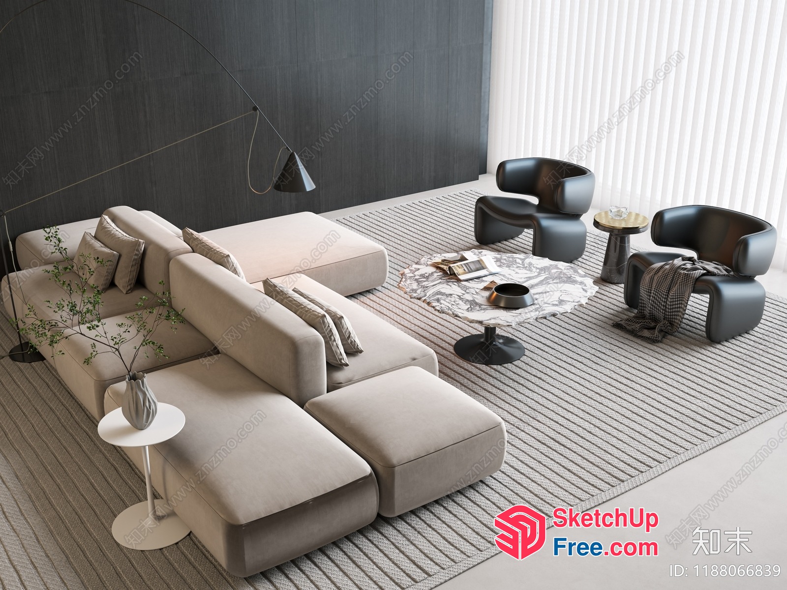Modern Minimalist Living Room With Neutral Tones And Clean Lines 3D SketchUp File
