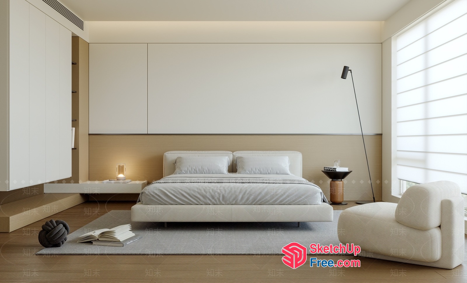 Modern Minimalist Bedroom Interior 3D SketchUp File