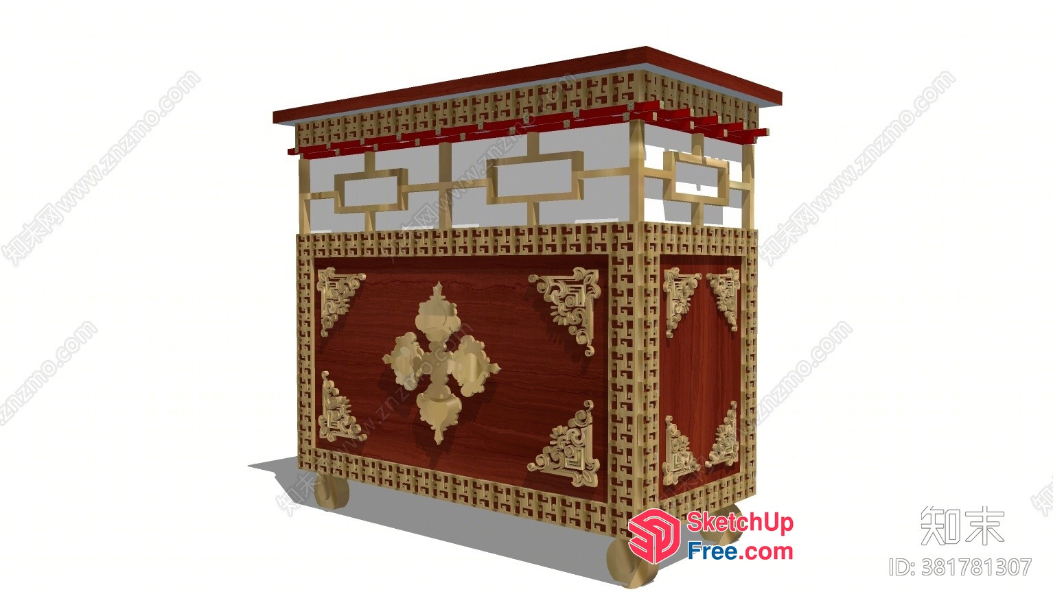 Ornate Gold And Red Furniture Piece 3D SketchUp File