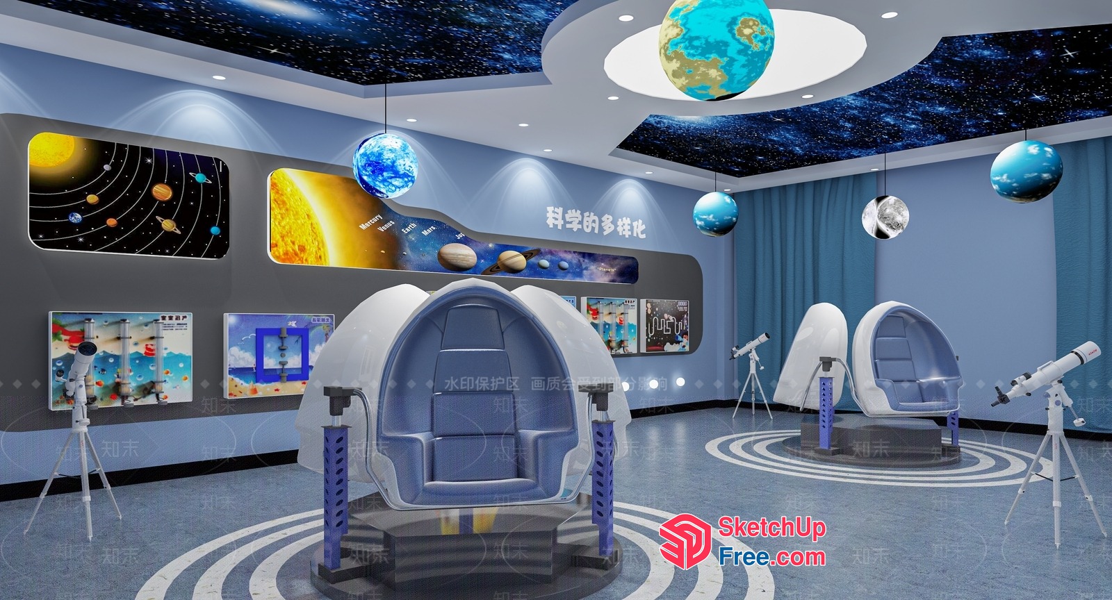 Futuristic Space-Themed Room 3D SketchUp File